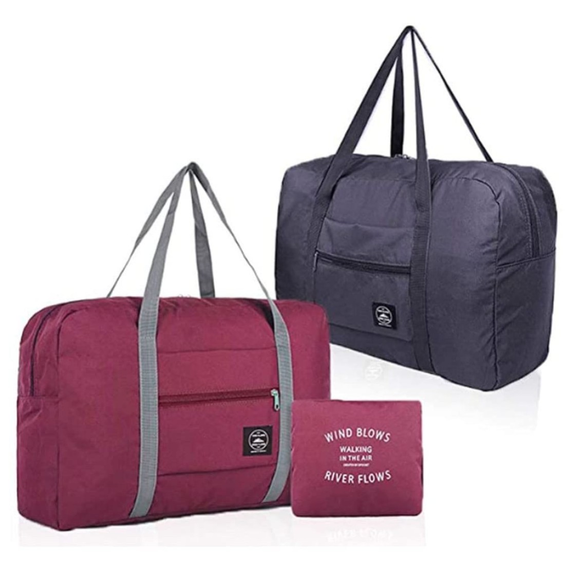 2 Pack Travel Duffle Bag, For Spirit Airlines Personal Item Bag,Travel Duffel Bag Weekender Bags Underseat (Lightweight Foldable) Carry-on Luggage for Women and Girls (Red &amp; Dark Blue)