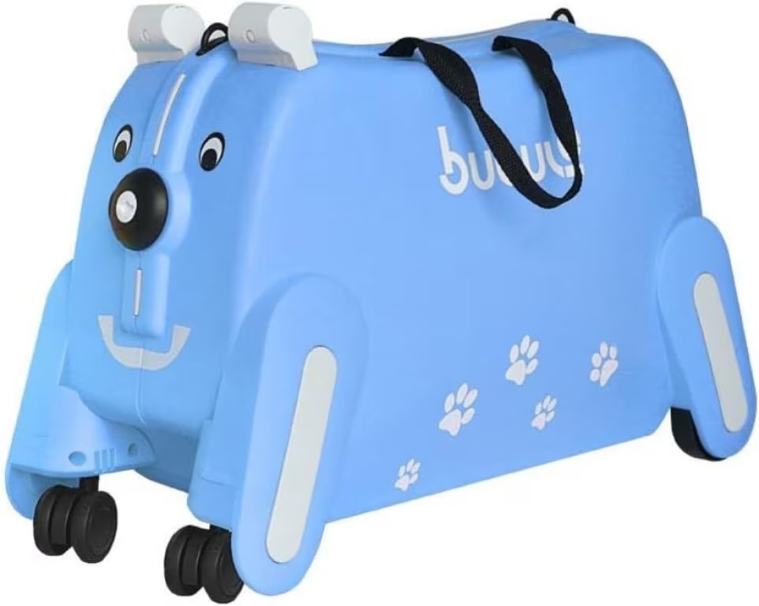 Children&#39;s Ride-On Suitcase with Wheels - Cute Cartoon Rolling Luggage for Kids, Travel &amp; Outdoor Fun(Blue)