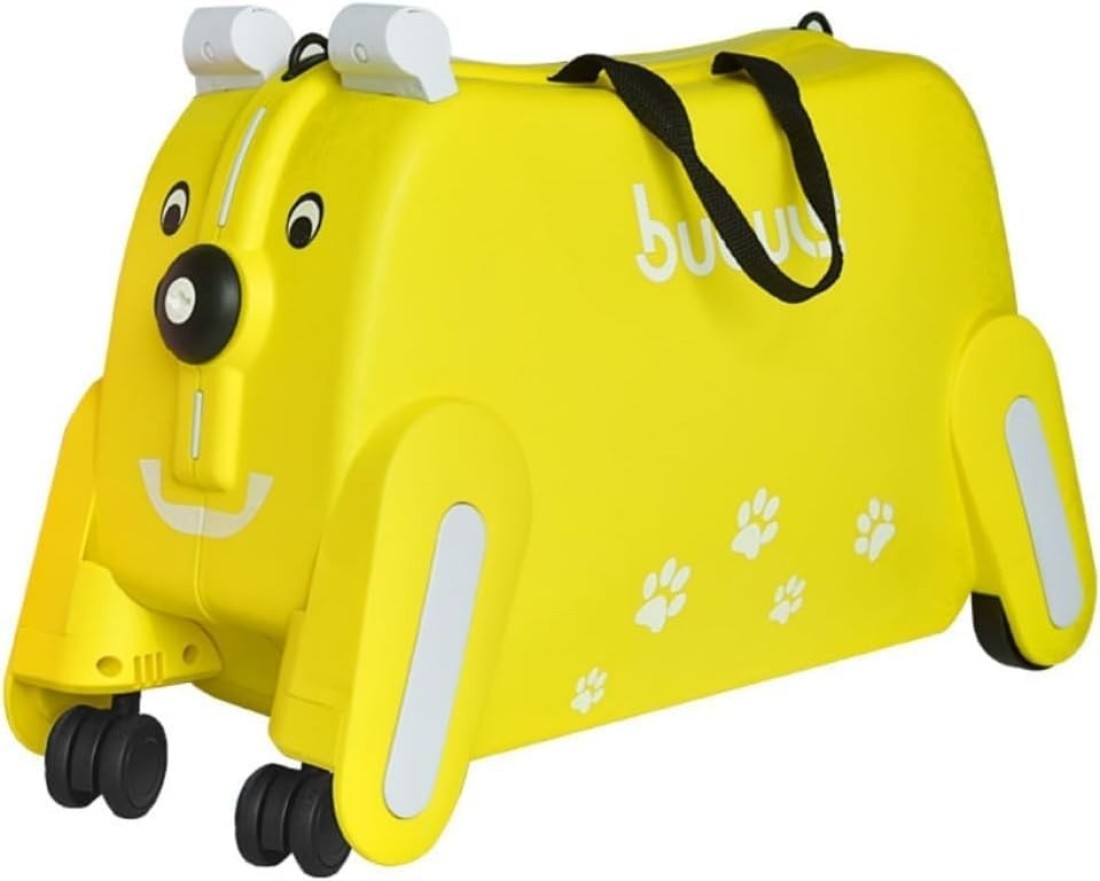 Children&#39;s Ride-On Suitcase with Wheels - Cute Cartoon Rolling Luggage for Kids, Travel &amp; Outdoor Fun(Yellow)