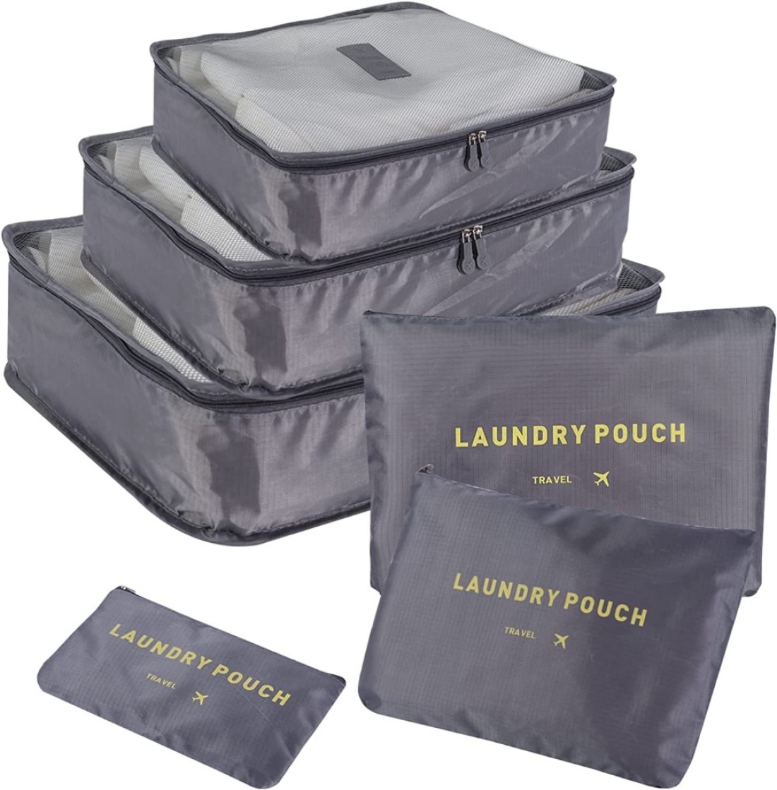 6pcs/set Lightweight Travel Bags Men and Women Cubes Gray