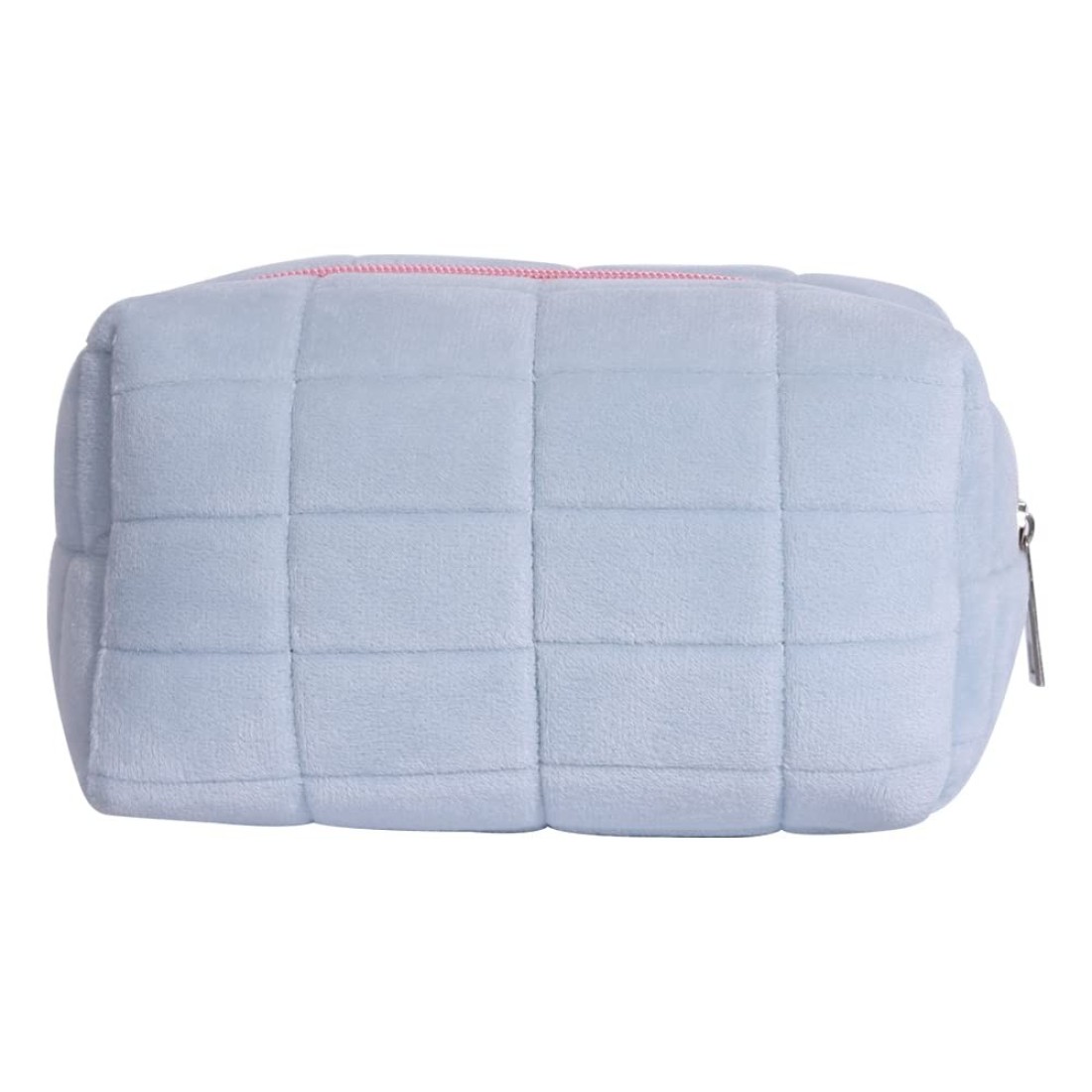 LYDZTION Plush Makeup Bag Cosmetic Bag for Women,Zipper Large Solid Color Travel Toiletry Bag Travel Make Up Toiletry Bag Washing Pouch,Blue