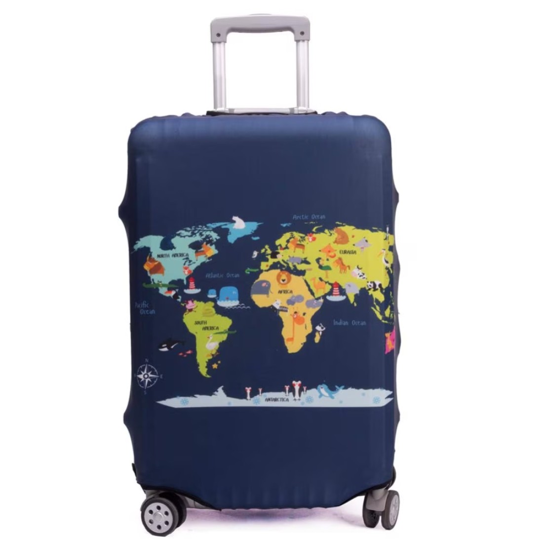 Madfifennina Washable Spandex Travel Luggage Protector Baggage Suitcase Cover Fit 23-32 Inch (Xl(29&quot;-32&quot; luggage), Map)