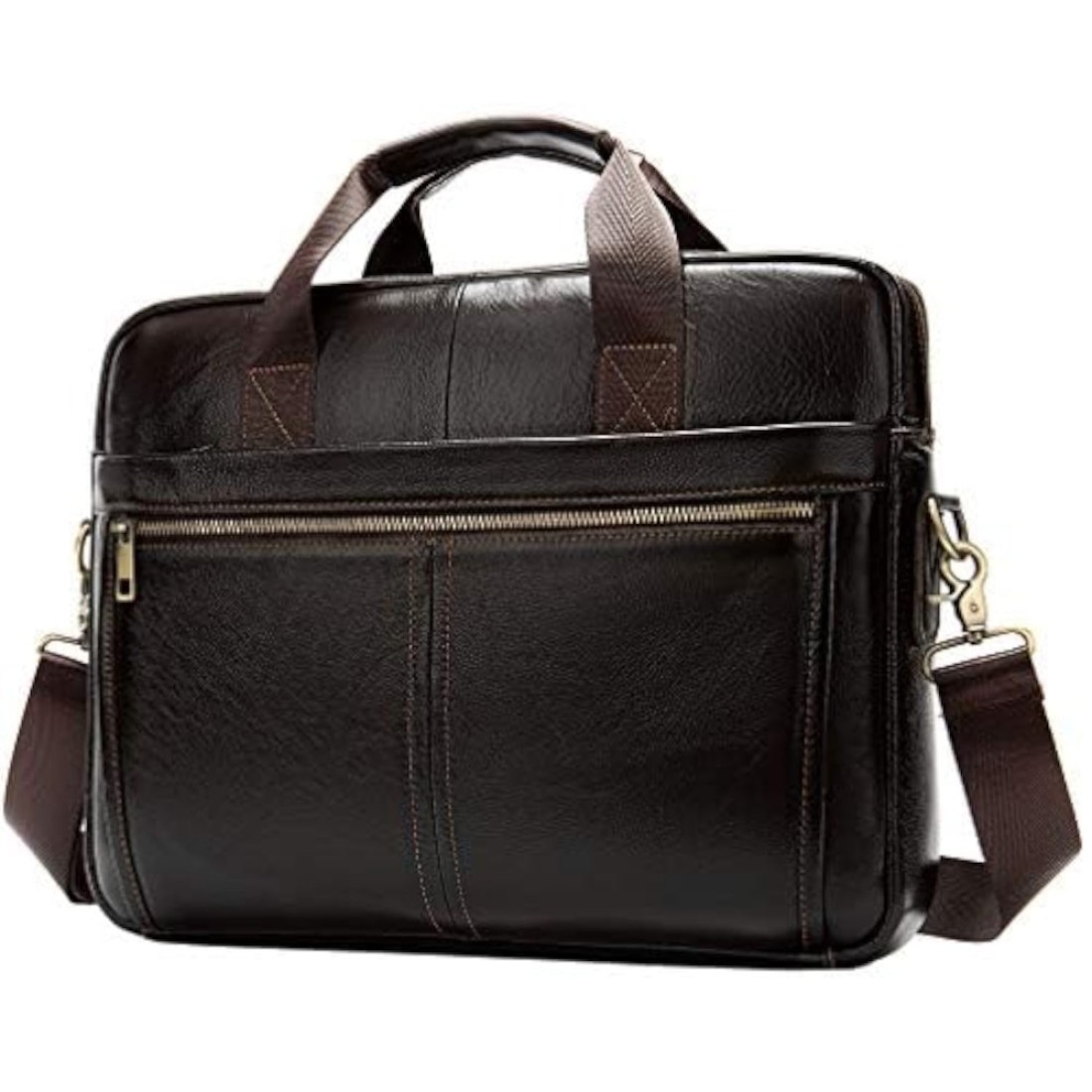 Leather Business Briefcase Messenger Bag Handbag for Men Travel Work Office 14 Inch Computer Crossbody Shoulder Pack Pouch