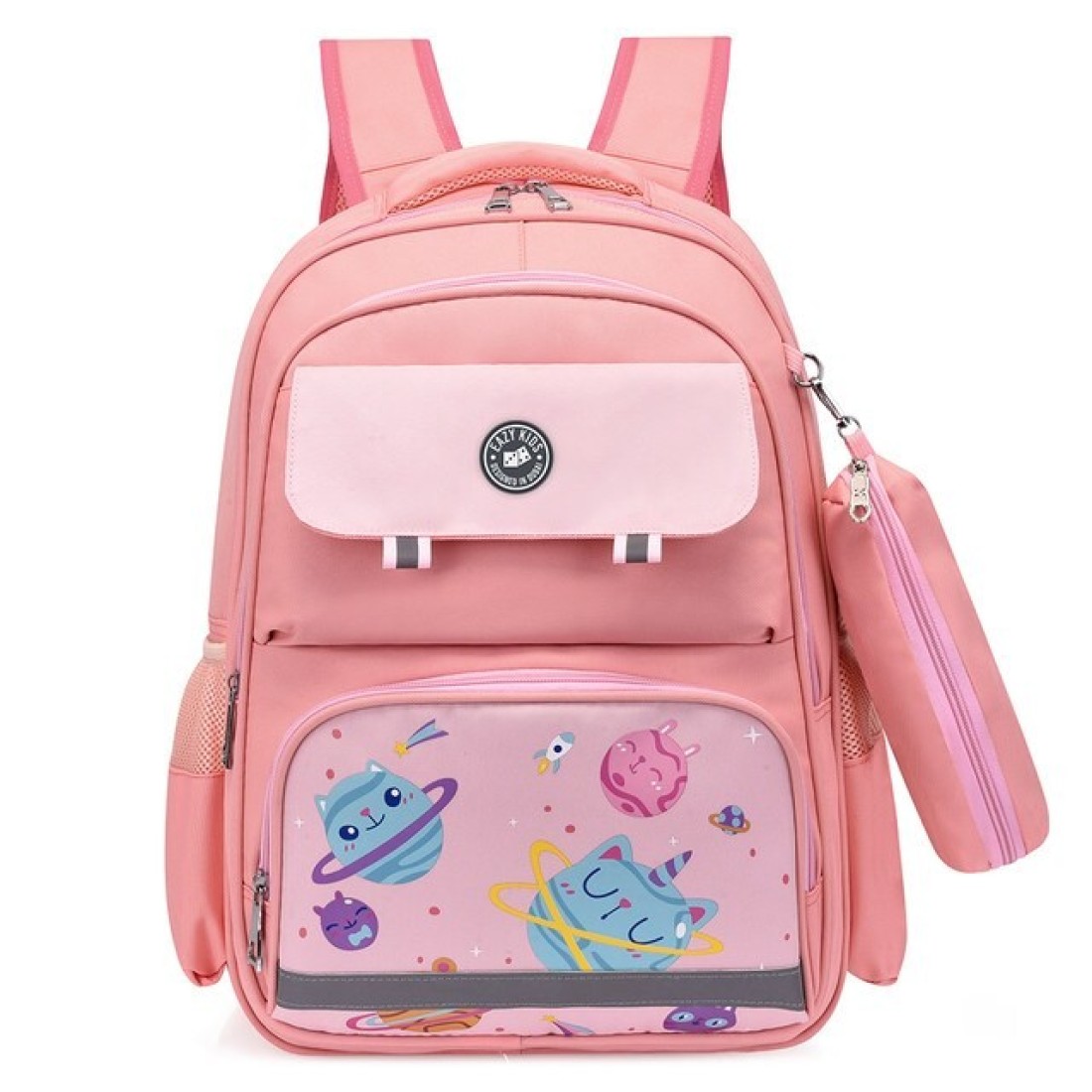 Eazy Kids Unicorn Planet School Bag w/t Pencil Case-Pink