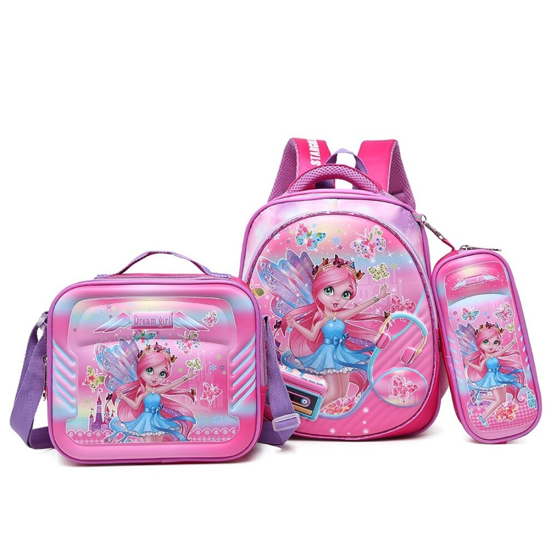 Baby Backpack 3Pcs Combo For Baby Girls With Adjustable Strap For School 12 Inch