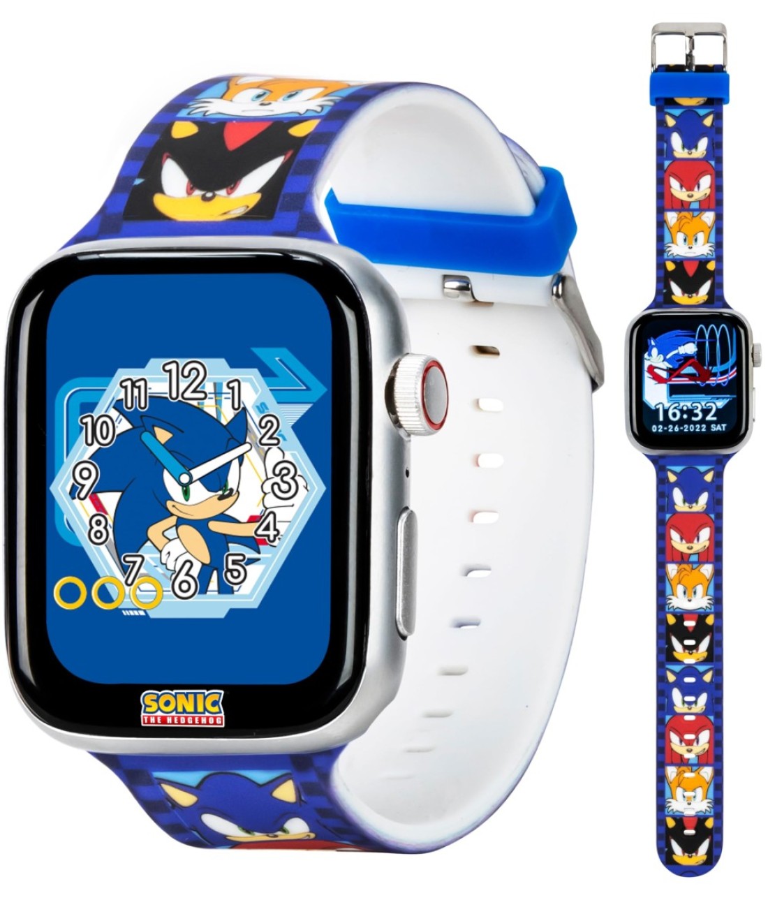Accutime Sonic The Hedgehog Bluetooth Smart Watch for Kids - Remote Camera Control, Games, Pedometer, Alarm - Featuring Sonic, Tails, Knuckles