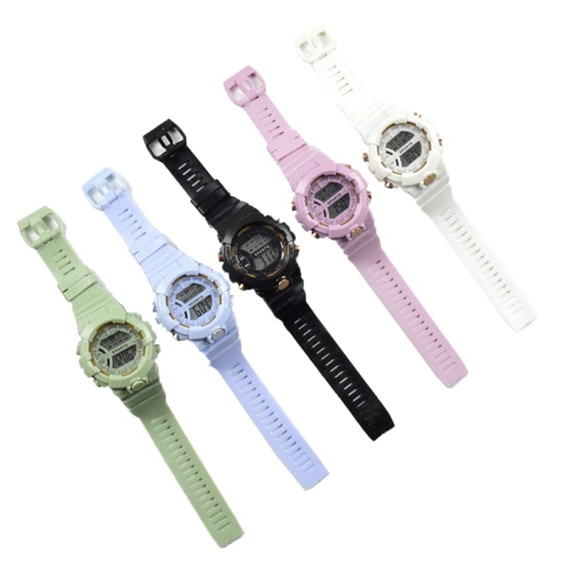 CdyBox 5 Pack Student Sports Watch with Silicone Band Luminous Stopwatch Watches Women Men Wristwatches