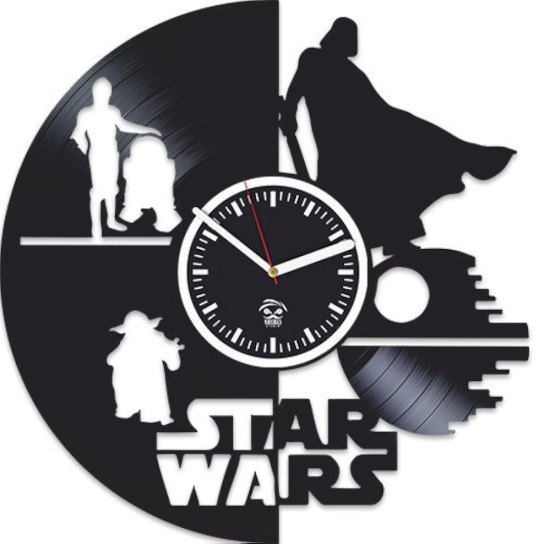 Kovides The Force Awakens, Vinyl Record Wall Clock, Gift for Children, Star Wars, Yoda, Han Solo, Best Gift for Brother, Birthday Gift, Movie, Silent, Wall Clock Modern, Gift for Man