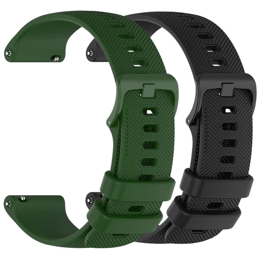 NELUMBO Silicone Rubber Watch Bands, Quick Release Premium Soft Rubber Replacement Straps for Men and Women 18mm 20mm 22mm (2pcs) (18MM, Green+Black)
