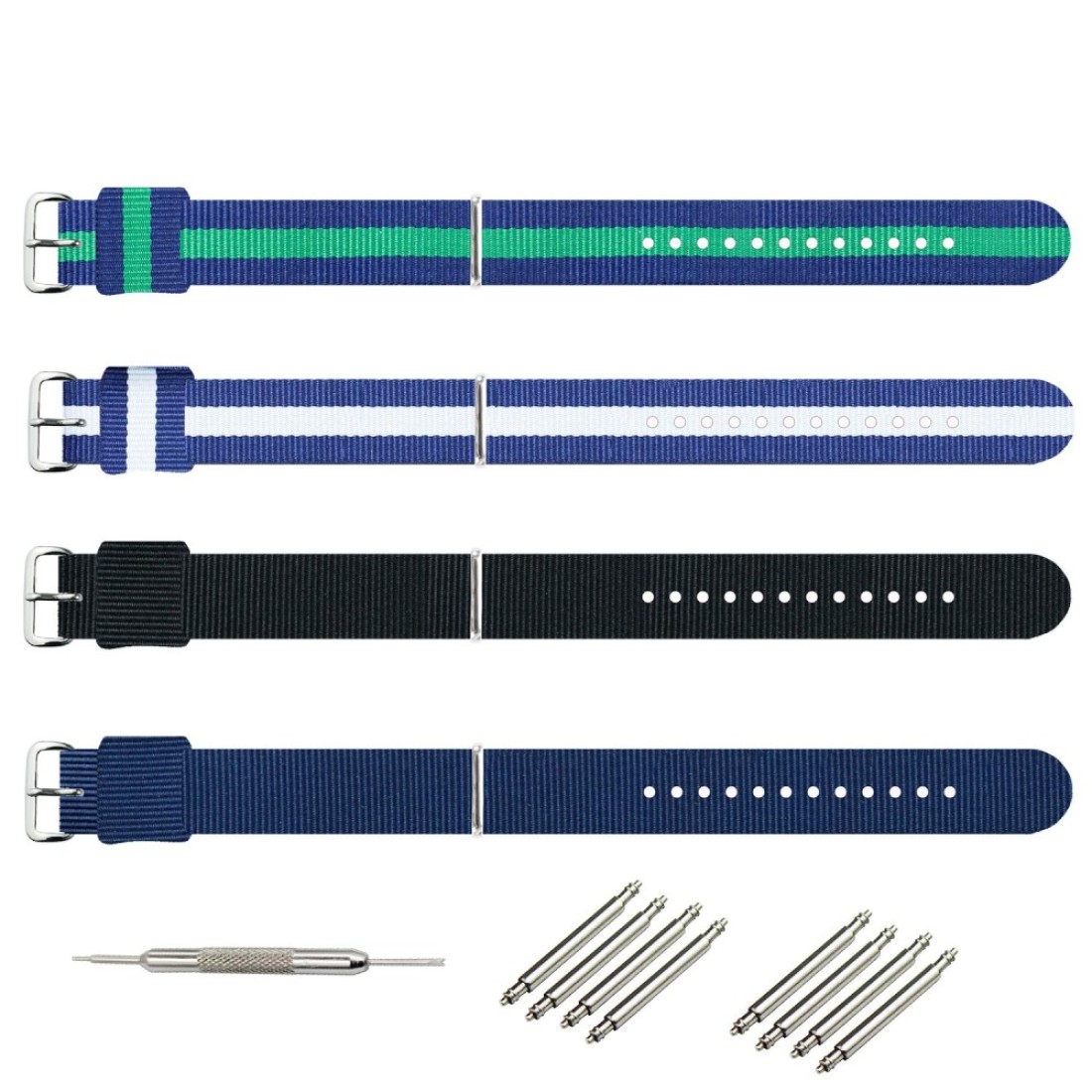 KHZBS HKZBS Canvas nylon strap accessories are For various brand watch straps, men&#39;s, women&#39;s and children&#39;s Watch band 10mm12mm13mm14mm15mm16mm17mm18mm19mm20mm22mm (Style 3 silver buckle, 10mm)
