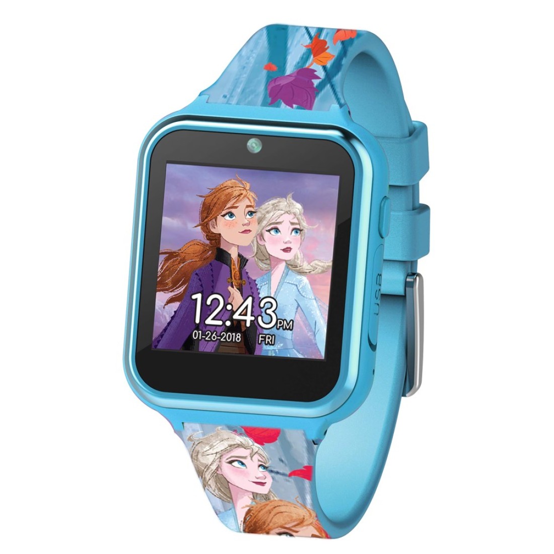 Accutime Kids Disney Frozen Anna Elsa Turquoise Educational Touchscreen Smart Watch Toy for Girls, Boys, Toddlers - Selfie Cam, Learning Games, Alarm, Calculator, Pedometer &amp; More (Model: FZN4587AZ)