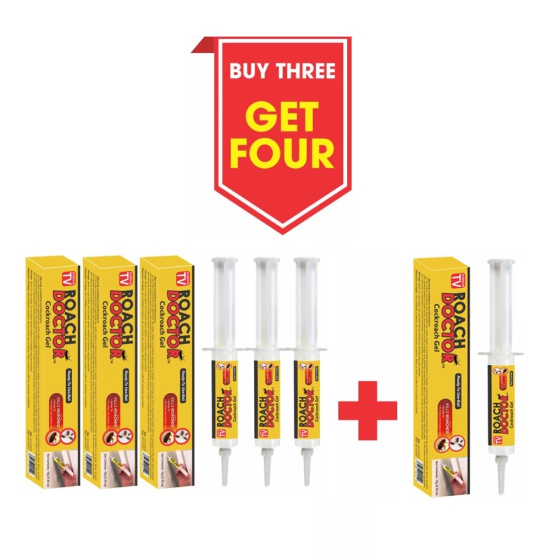 Roach Doctor Buy 3 Get 4 Syringe Gel Bait - Target Ants &amp; Cockroaches Effectively