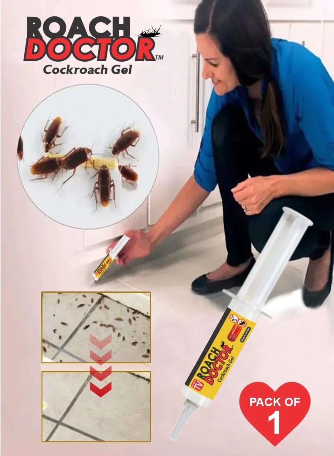 Cockroach Killer Gel Bait - Safe &amp; Effective Pest Control for Indoors &amp; Outdoors 10g