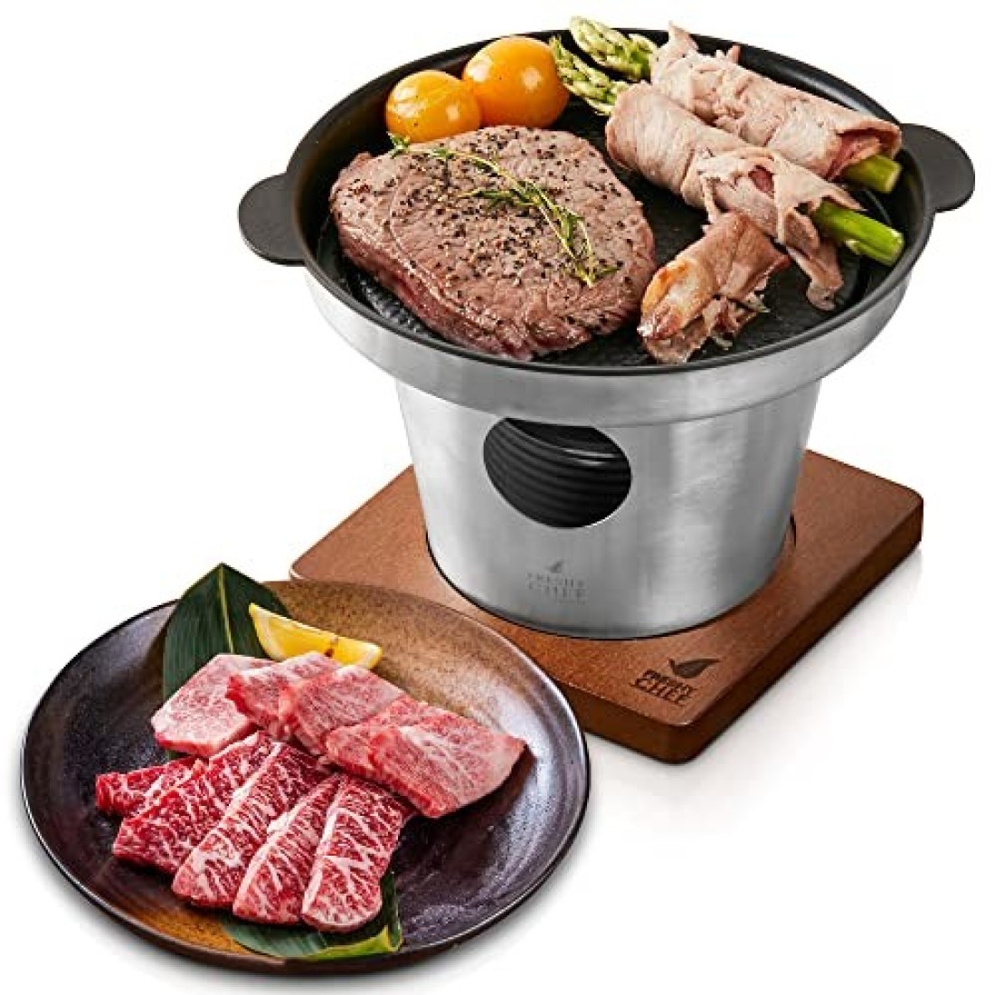Freshy Chef Portable BBQ Grill NonStick Mini Grill to Enjoy Japanese Yakiniku at Home Small BBQ Grill with Optimal Heat Release Lightweight Smokeless Grill Stainless Steel Small Grill