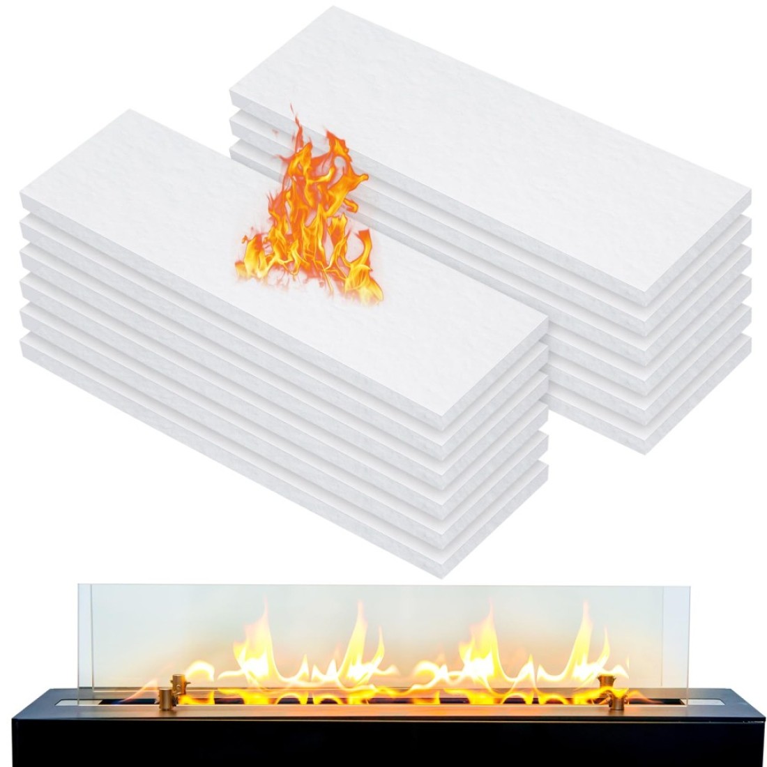 Pangda 12 Pcs 8x2.4 in Tabletop Fire Pit Ceramic Wool Wick Bioethanol Fuel Table Top Bowl to Extend Burning Time Firepit Sponge Ceramic Fiber Insulation Cotton Core for Rubbing Alcohol