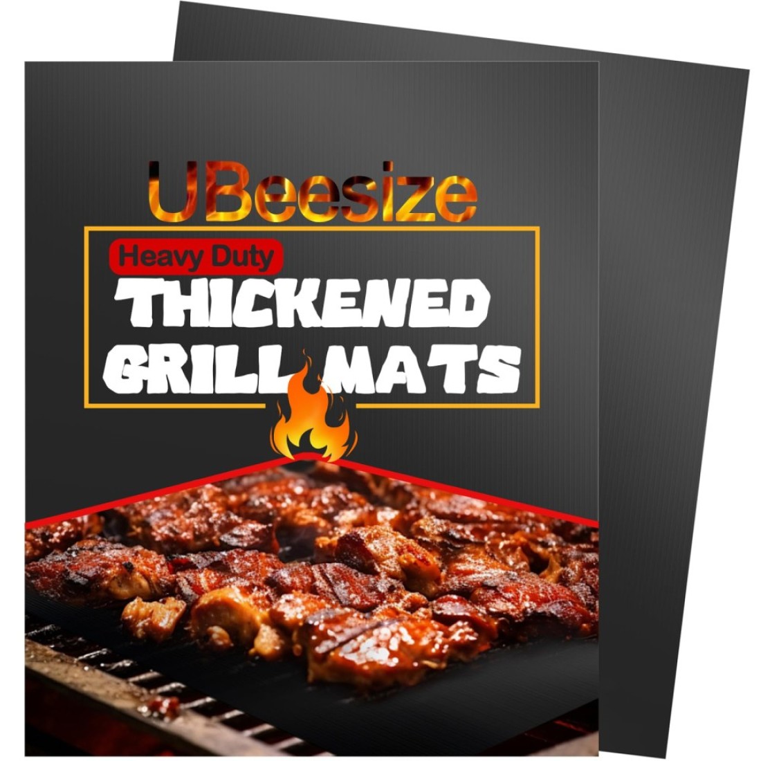 UBeesize 2 Pack Grill Mats for Outdoor Grill, 0.4mm Extra Thick 600 Degree Grill Mats, More Reuse Non Stick BBQ Grill Mats &amp; Baking Mats, Dishwasher Safe, Easy to Clean, BBQ Grill Accessories