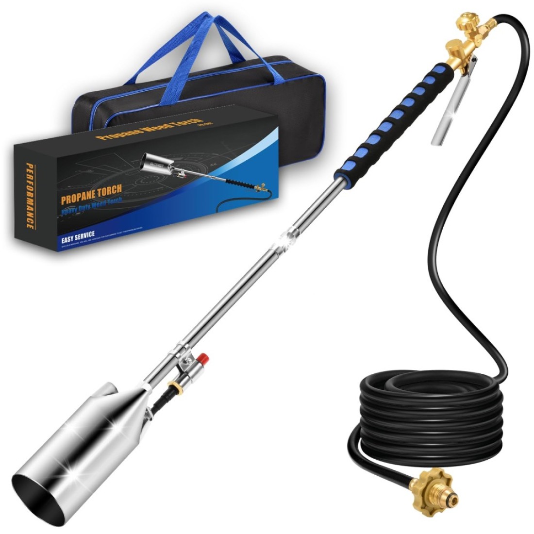 ARTFLAMM Portable Propane Torch Weed Burner Kit with Storage Bag, High Output 1,280,000 BTU BTUs Weed Torch with 10 FT Hose, Self Igniter Weed Flame Torch for Campfires,Roofing,Melting Snow Ice