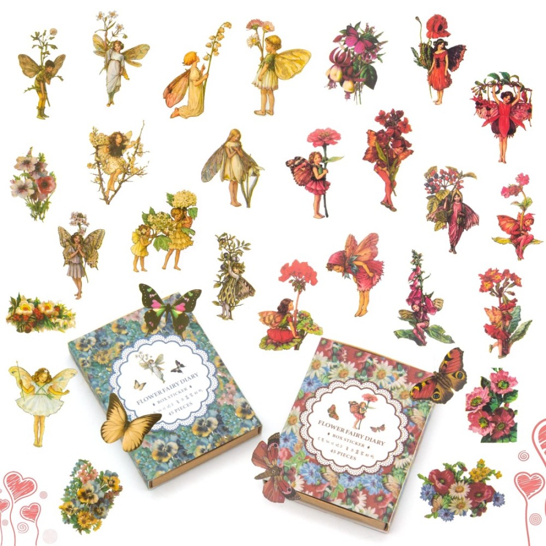90 Pieces Fairy Stickers for Scrapbook, Transparent Flower Fairy Patch for Scrapbooking Hand Ledger Phone Case Laptop Diary DIY Crafts - (Sunburst and Twilight)