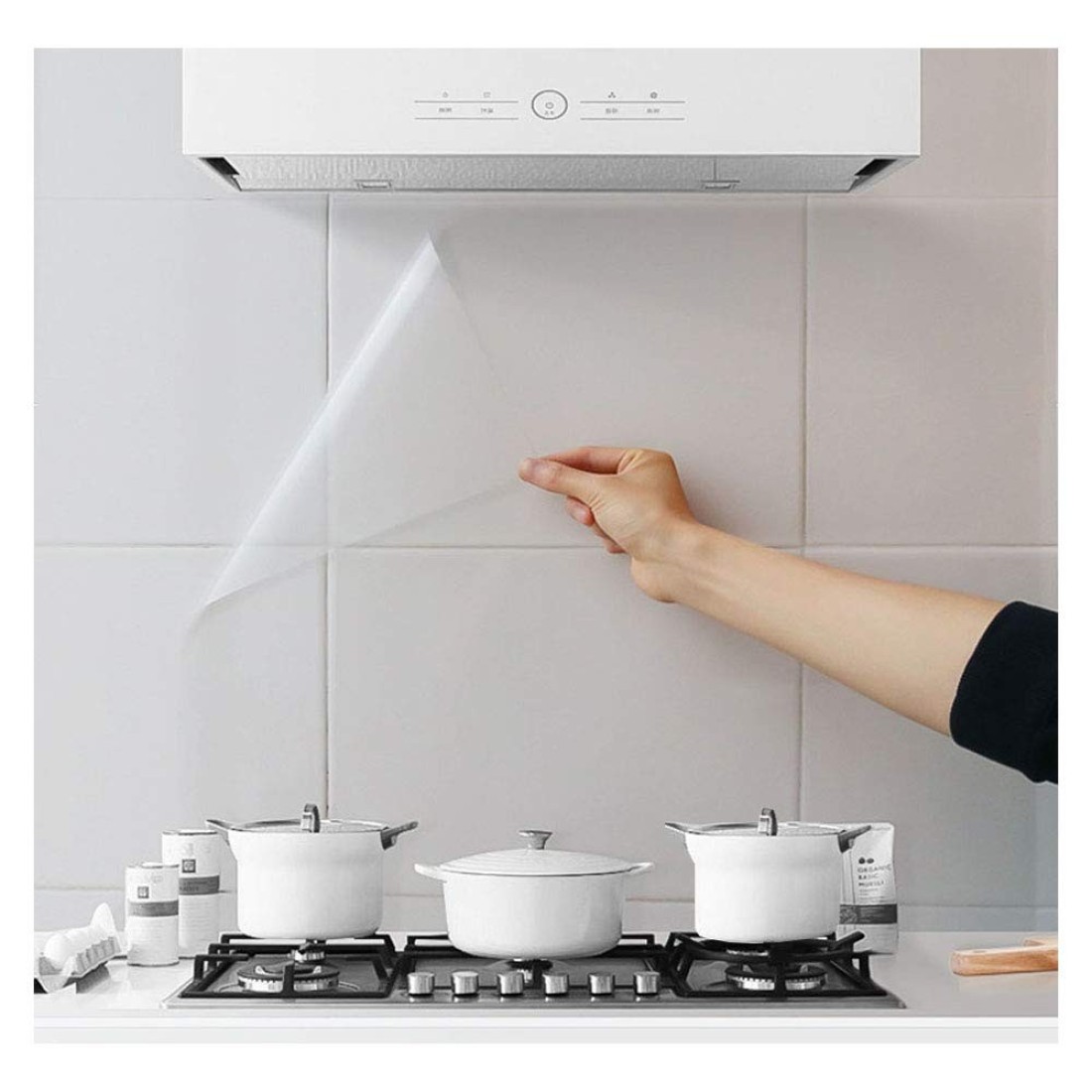 Sufang 4Pcs Clear Oil Proof Wall Stickers Wallpaper Kitchen Backsplash Wall Protector Transparent Waterproof Heat Resistant SelfAdhesive Sticker for Kitchen Dining Room Wood Countertop