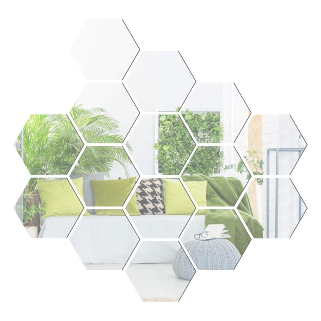 Yusylvia 1set of 12PCS Hexagon Decorative 3D Acrylic Mirror Wall Stickers Living Room Bedroom Home Decor Room Decoration (Large)