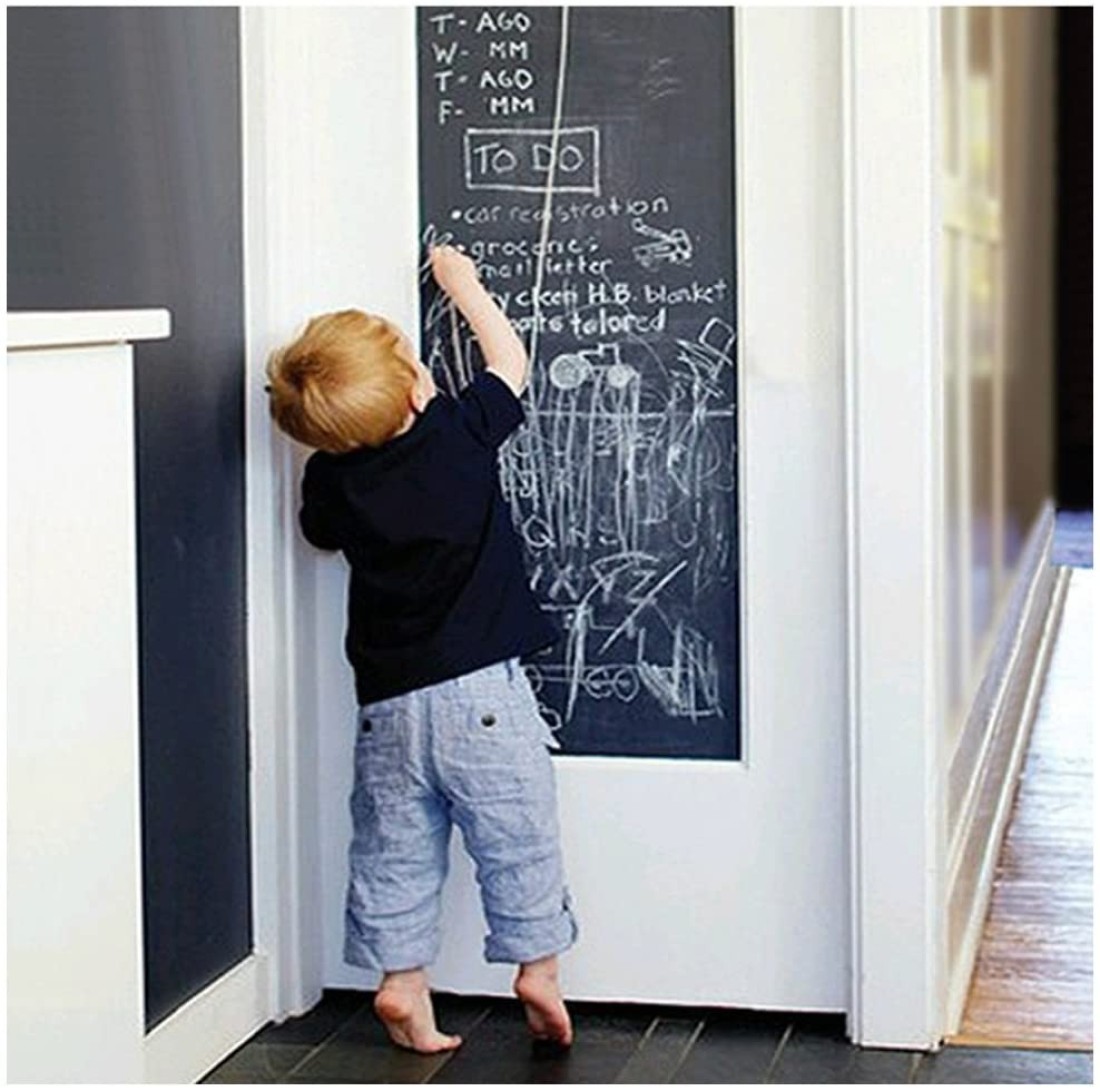 Generic Chalkboard Contact Paper Large Removable Self Adhesive Blackboard Wall Stickers For Kids With 5 Colored Chalk 17.8&#39;&#39;78.7&#39;&#39; 17.7&quot; X 78.7&quot; Black 43528-19326