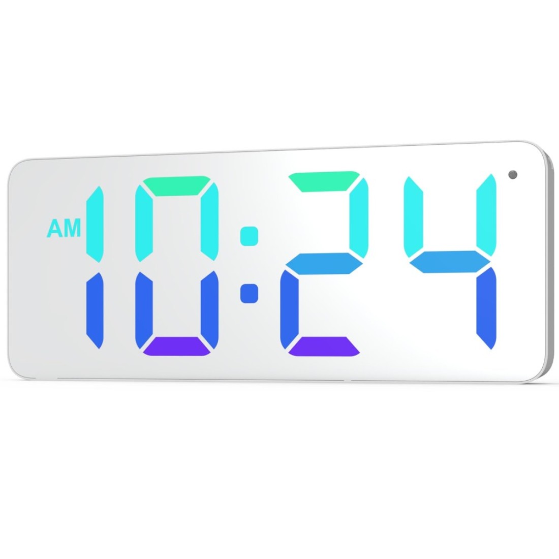 XUANZIT LED Digital Wall Clock with RGB Display, Mirror/White Surface, Big Digits, Auto-Brightness, Electric Wall Clock for Living Room, Bedroom, Kitchen, Office
