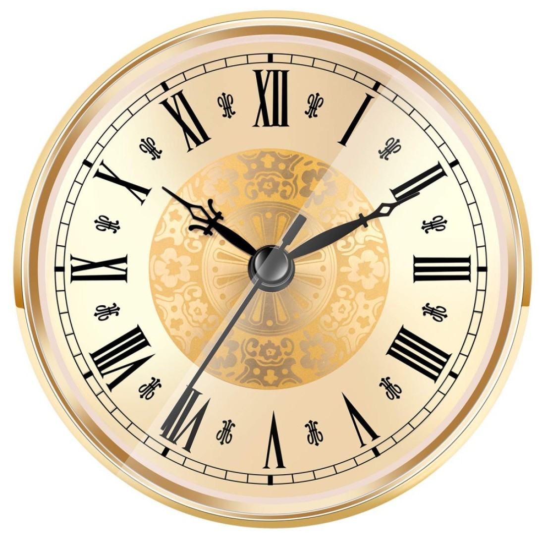 Hicarer 4.3 Inch/ 110 mm Quartz Clock Insert, Gold Trim, Roman Numeral, Quartz Movement