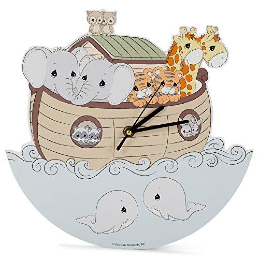 Mark Feldstein &amp; Associates Precious Moments Noah&#39;s Ark Soft Pastel 11 x 11 MDF Wood Hanging Wall Clock