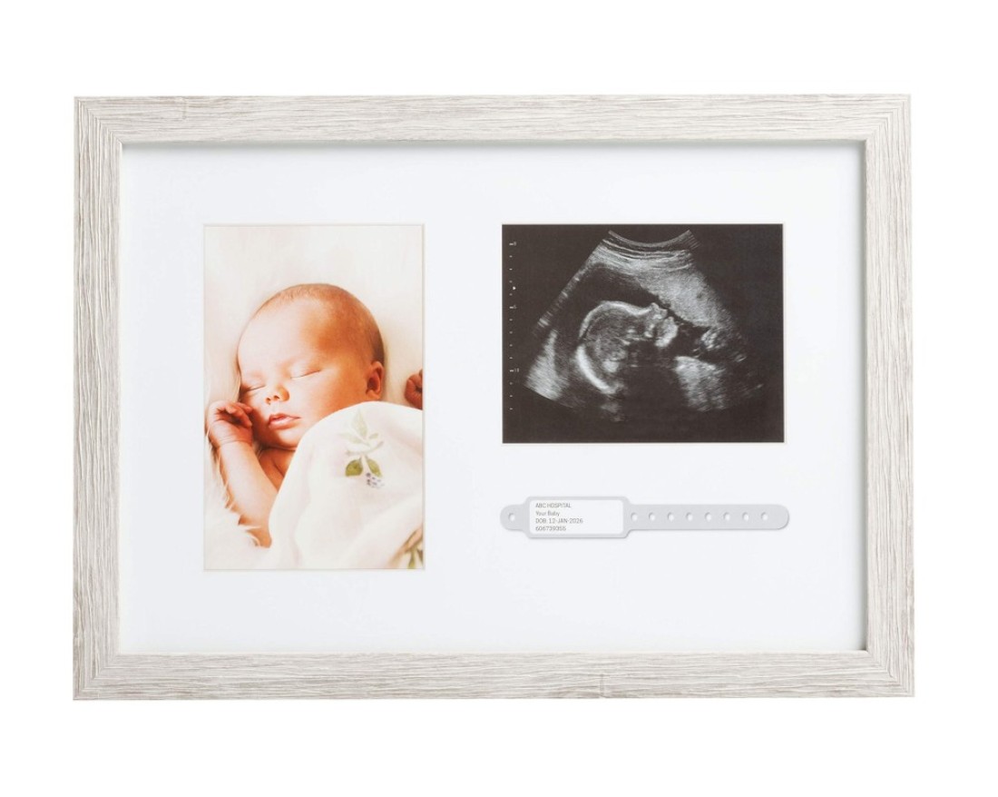 Kate &amp; Milo Rustic Bracelet ID and Sonogram Frame, Rustic Pregnancy Keepsake Picture Frame, Gender-Neutral Nursery D&eacute;cor