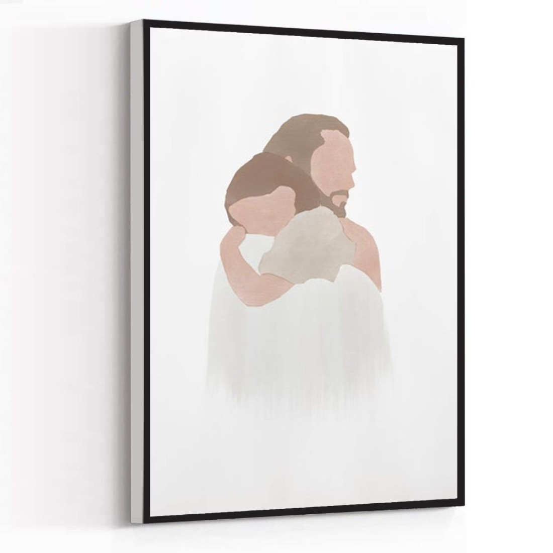 LARGE CANVAS ART PICTURES,wall frames for living room ,Christ&#39;s Embrace (Brown) Paper Print, LDS Temple, Watercolor Jesus, LDS Art,8&#39;&#39;x12&#39;&#39; Framed Modern Canvas Wall Art,