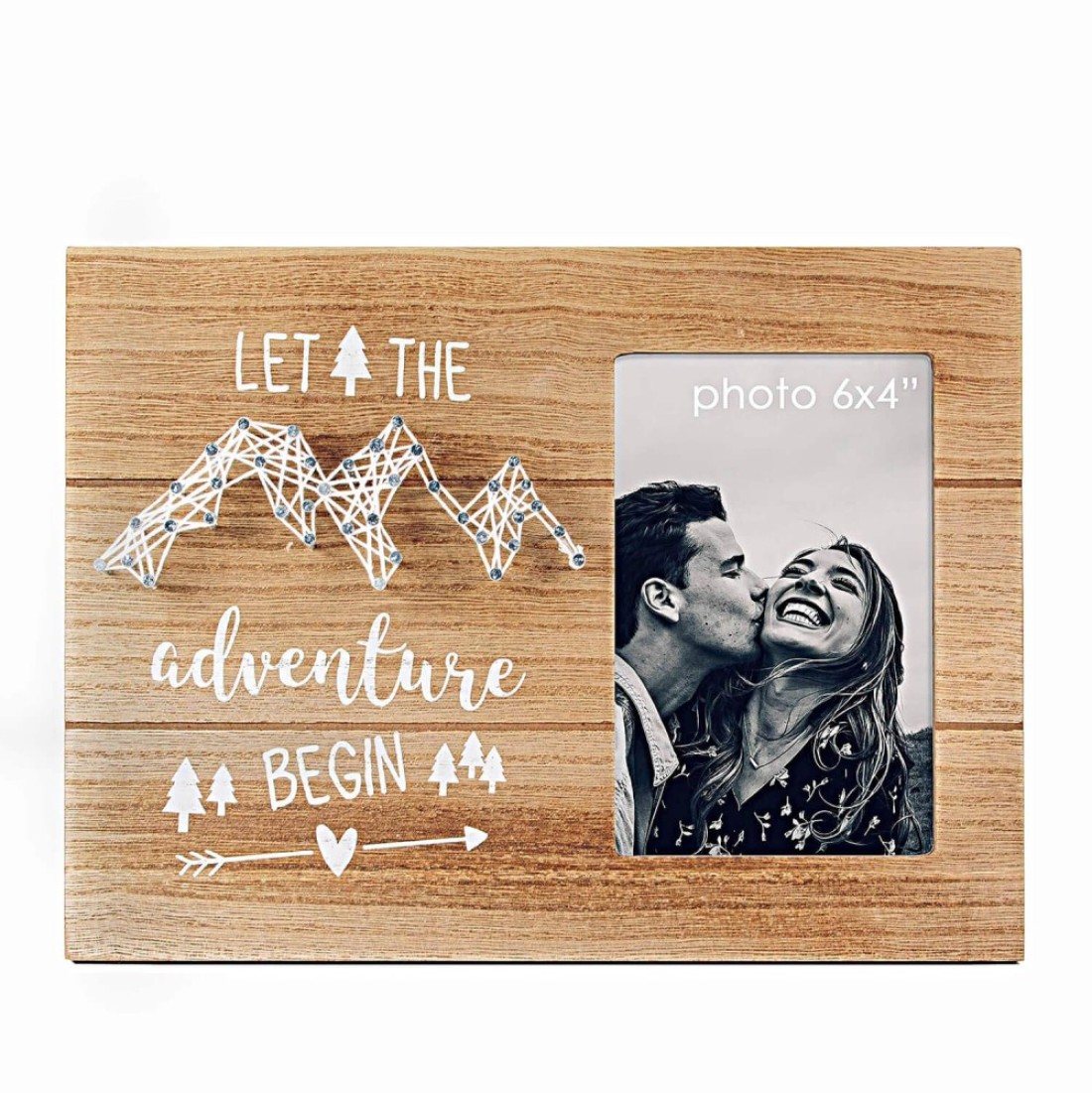 VILIGHT Graduation Gifts - Congratulation Presents for Newly Engaged Couples - Let The Adventure Begin Rustic Picture Frame for 4x6 Photo