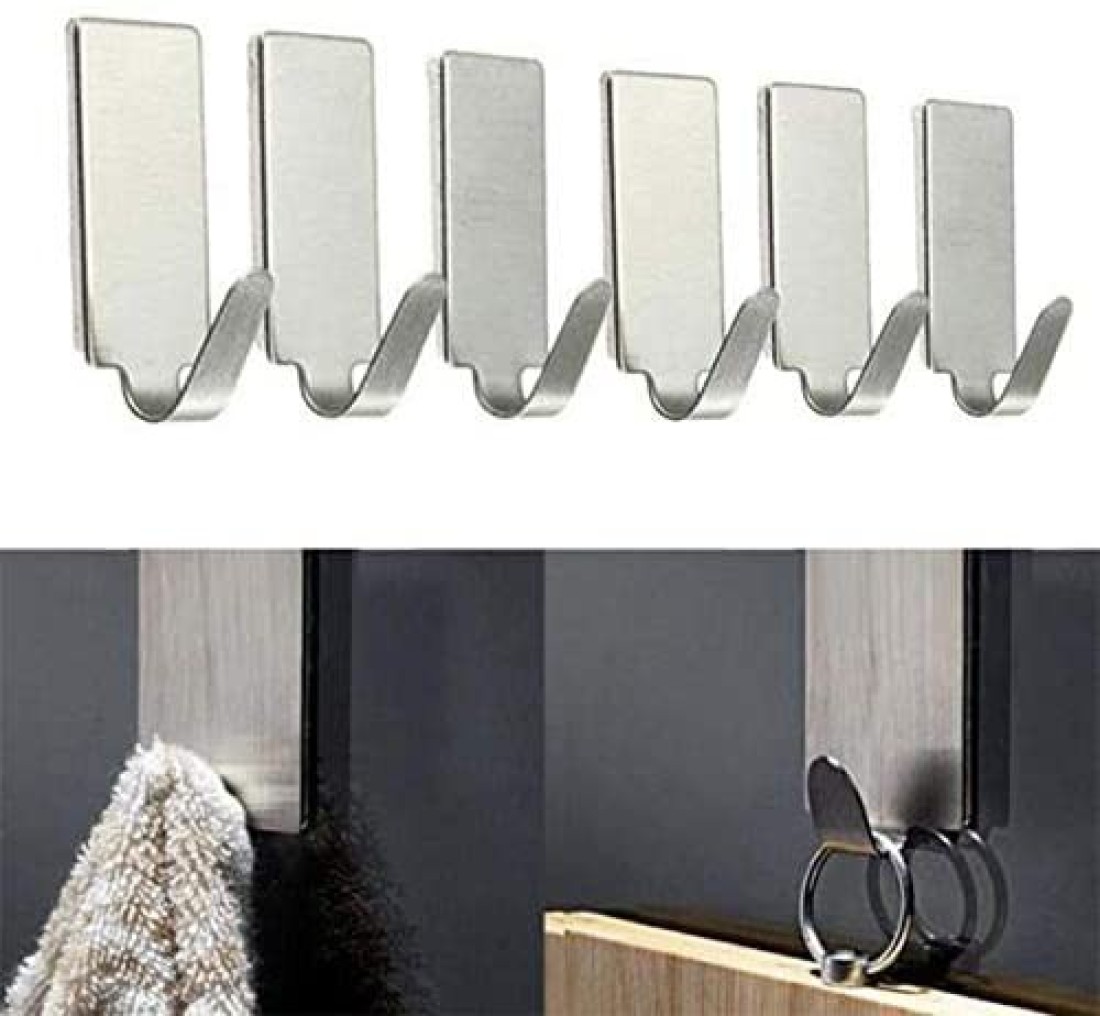 Generic - 6PCS Self Adhesive Home Kitchen Wall Door Stainless Steel Holder Hook Hanger