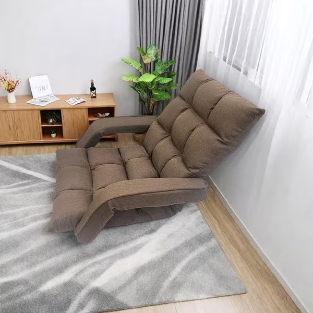 Portable Folding Chair Single Floor Lazy Sofa with Handle Adjustable Back