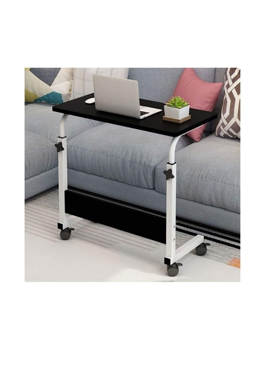 Portable Adjustable Tray Table Laptop Desk Computer Table Height Adjustable Portable Laptop Desk Rotate Laptop Bed Table Can Be Lifted Standing Desk Folding Computer Dinner Coffee Table Cart