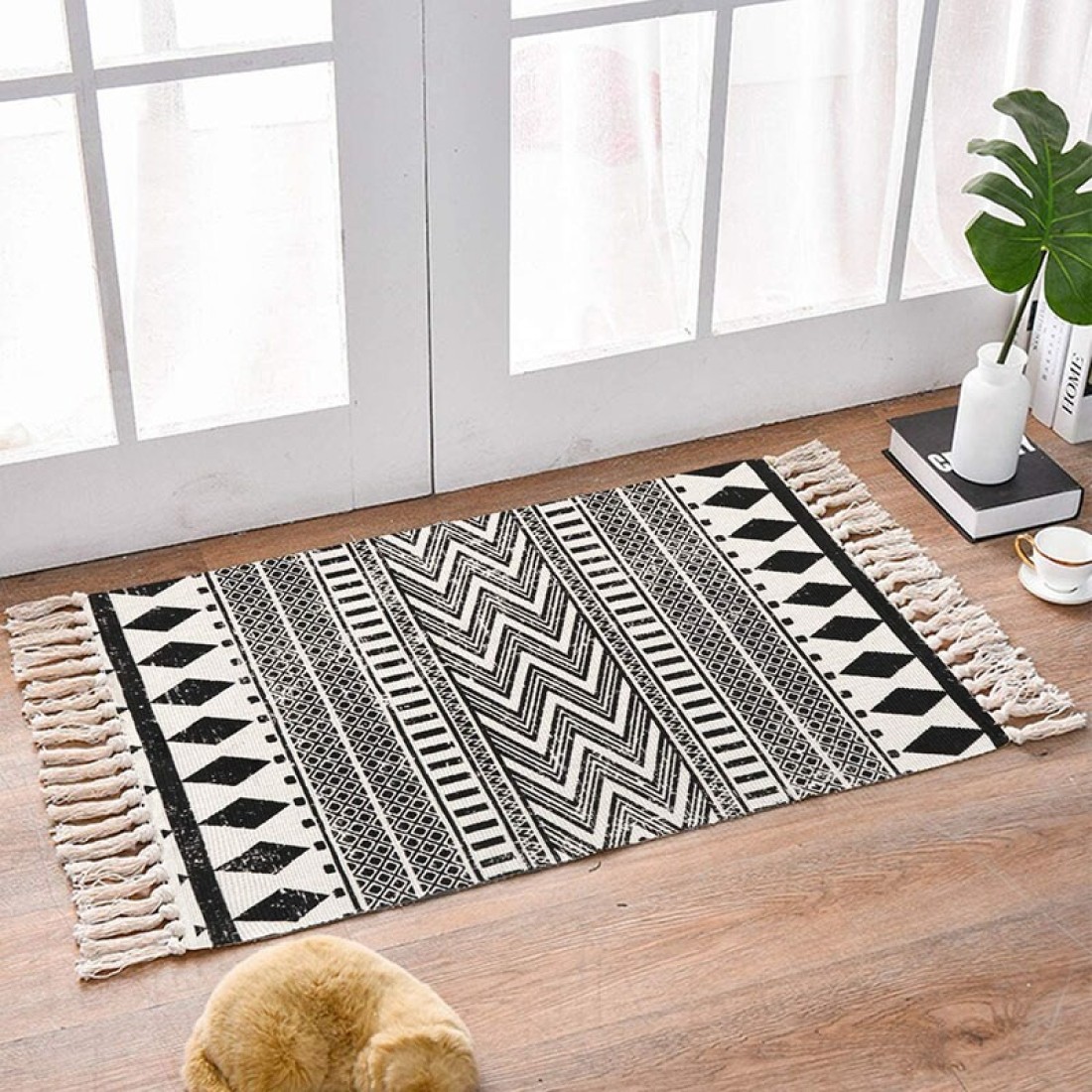 Ethnic Style Handwoven Tassel Carpet For Living Room Bedroom (Size 60×90CM)