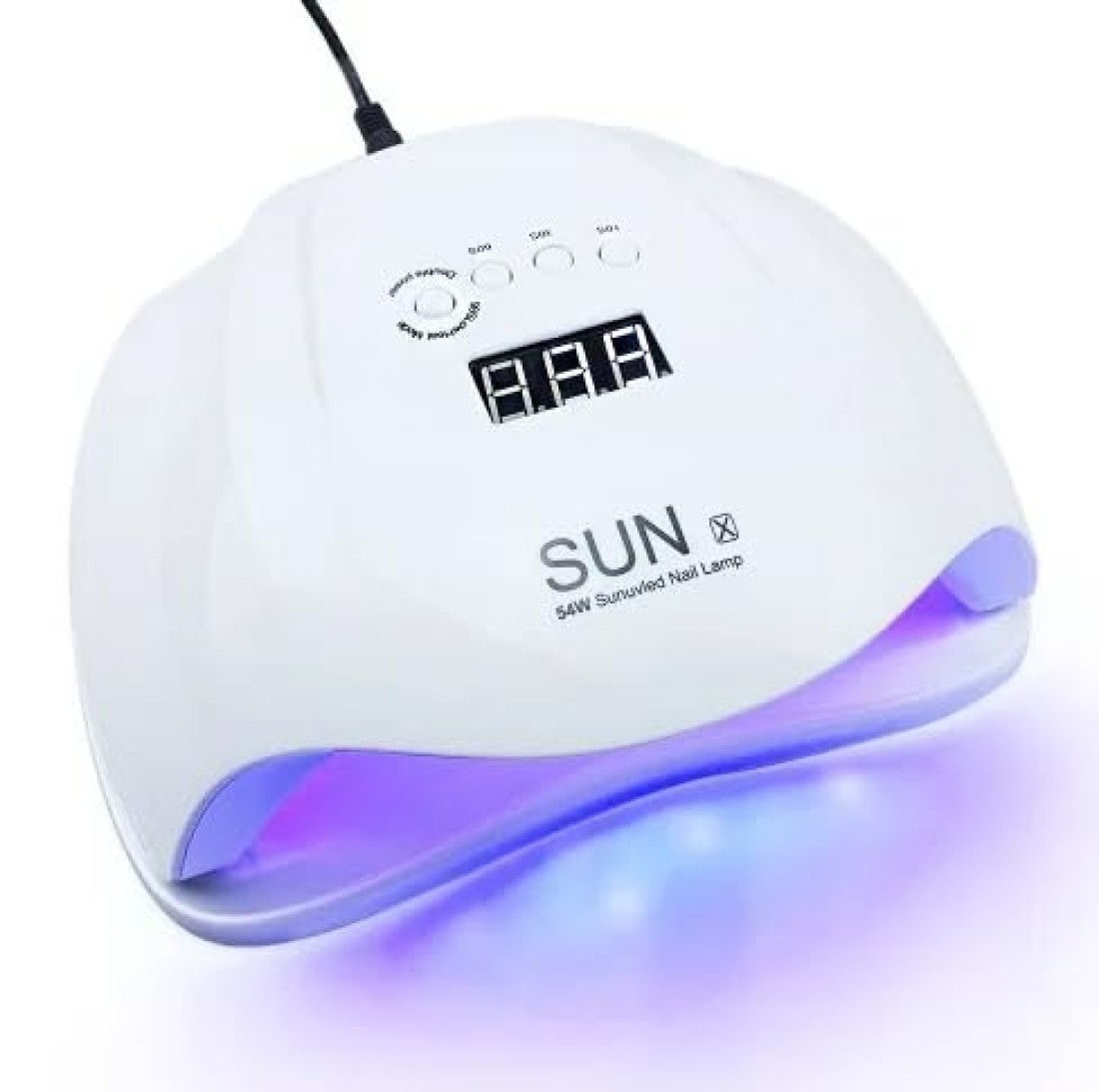 Global Fashion 2-in-1 UV/LED Nail Dryer Lamp - 54W, Professional Gel Nail Dryer for Manicure &amp; Pedicure, Smart Sensor, 4 Timer Settings, Painless Curing, Spacious Design - SUN X (White)