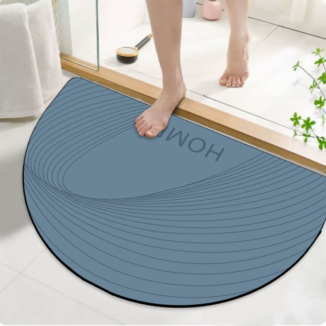 سجادة حمام Mei Homecenter Diatom Mud المضادة للانزلاق بتصميم مطبوع أنيق وفائق الامتصاص مع مادة ناعمة، رمادي فاتح (50 × 80 سم)