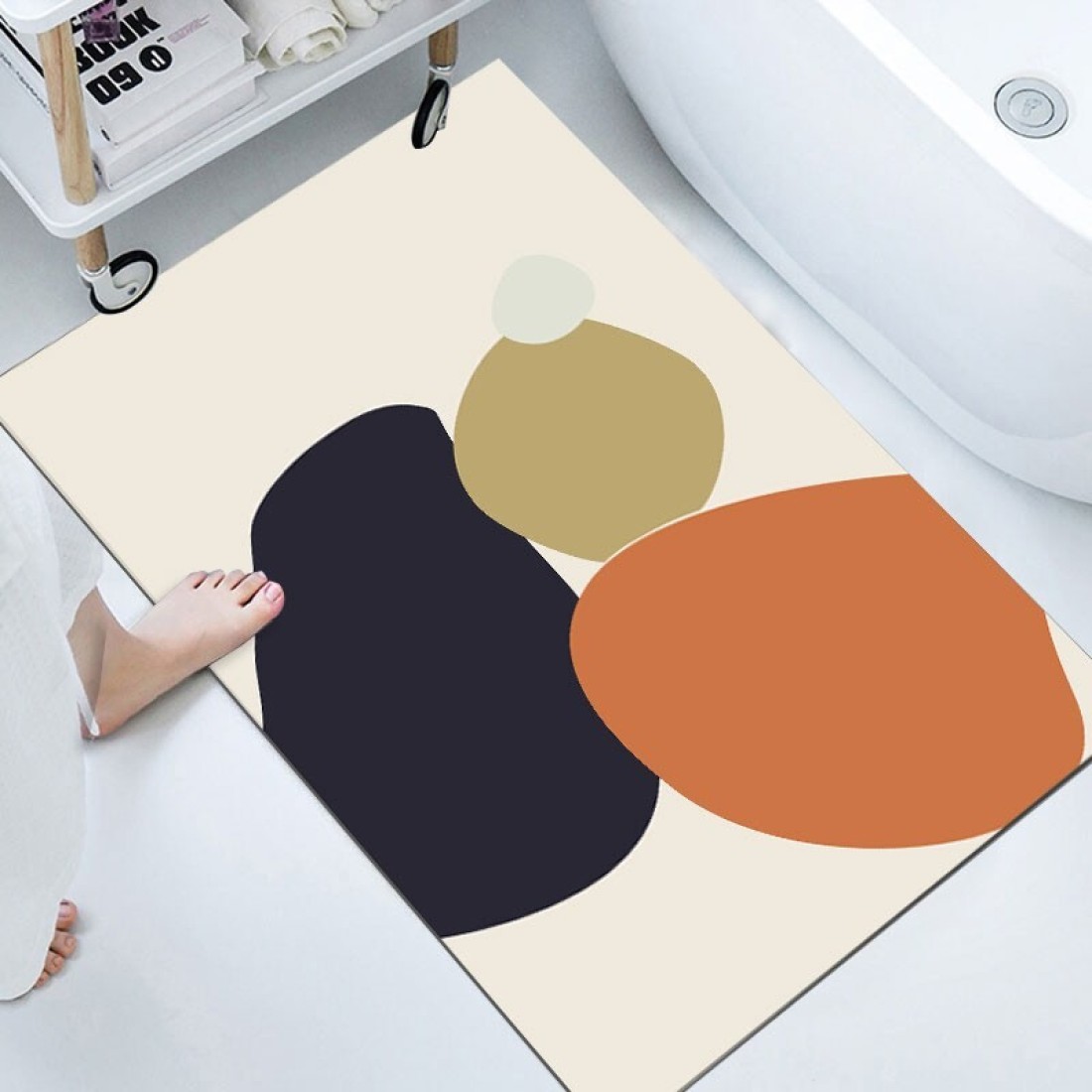 Diatom Mud Anti Slip Bathroom Mat With Printed Design Stylish &amp; Super Absorbent With Soft Material (50X80)