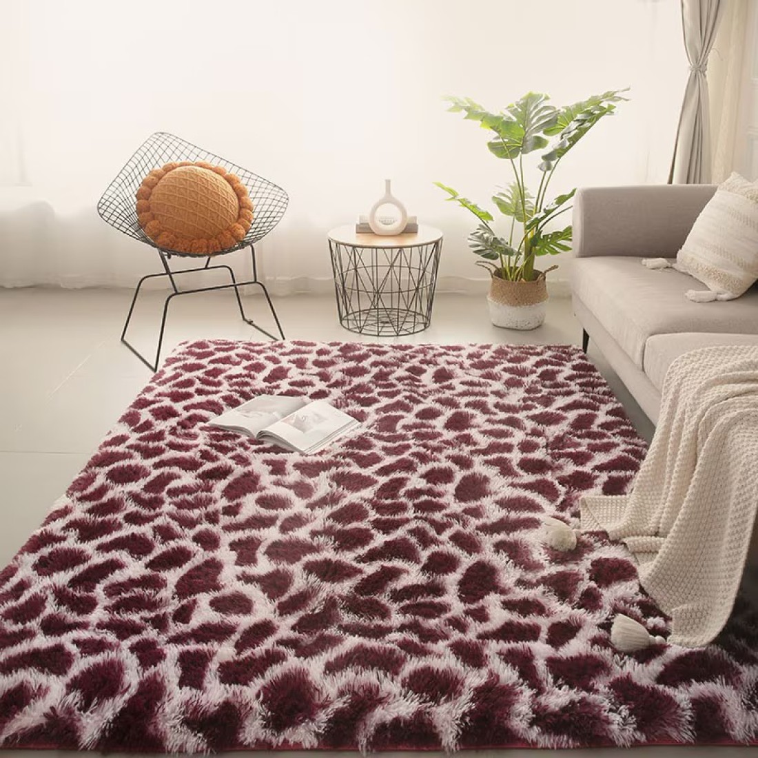 Mei Homecenter Modern Wool Fluffy Floor Mat Carpet with Anti slip High Pile Bottom with Upgraded Foam (Size 120&times;160CM)
