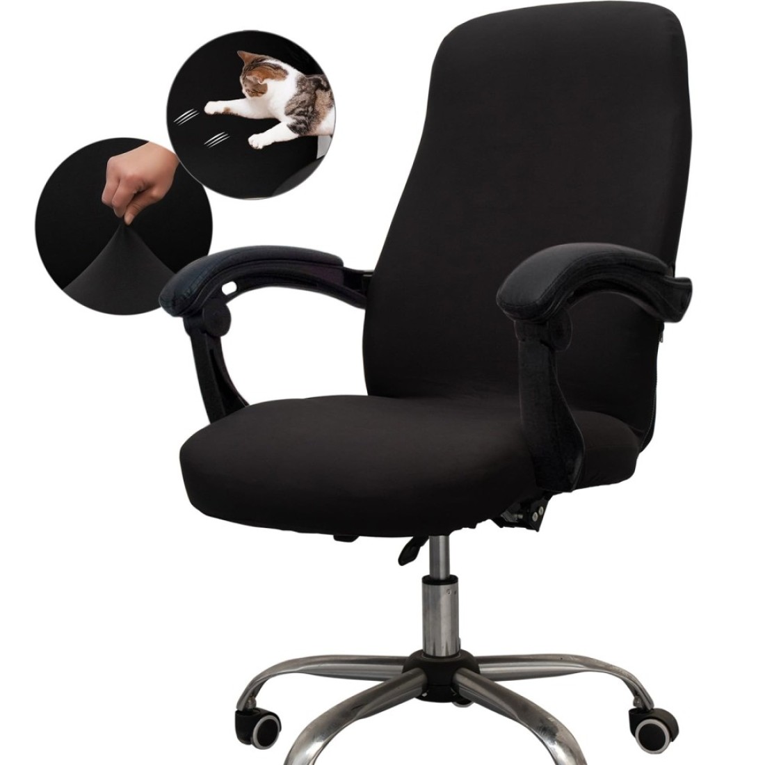 Melaluxe Office Chair Cover Universal Stretch Desk Chair Cover Computer Chair Slipcovers Size L Black