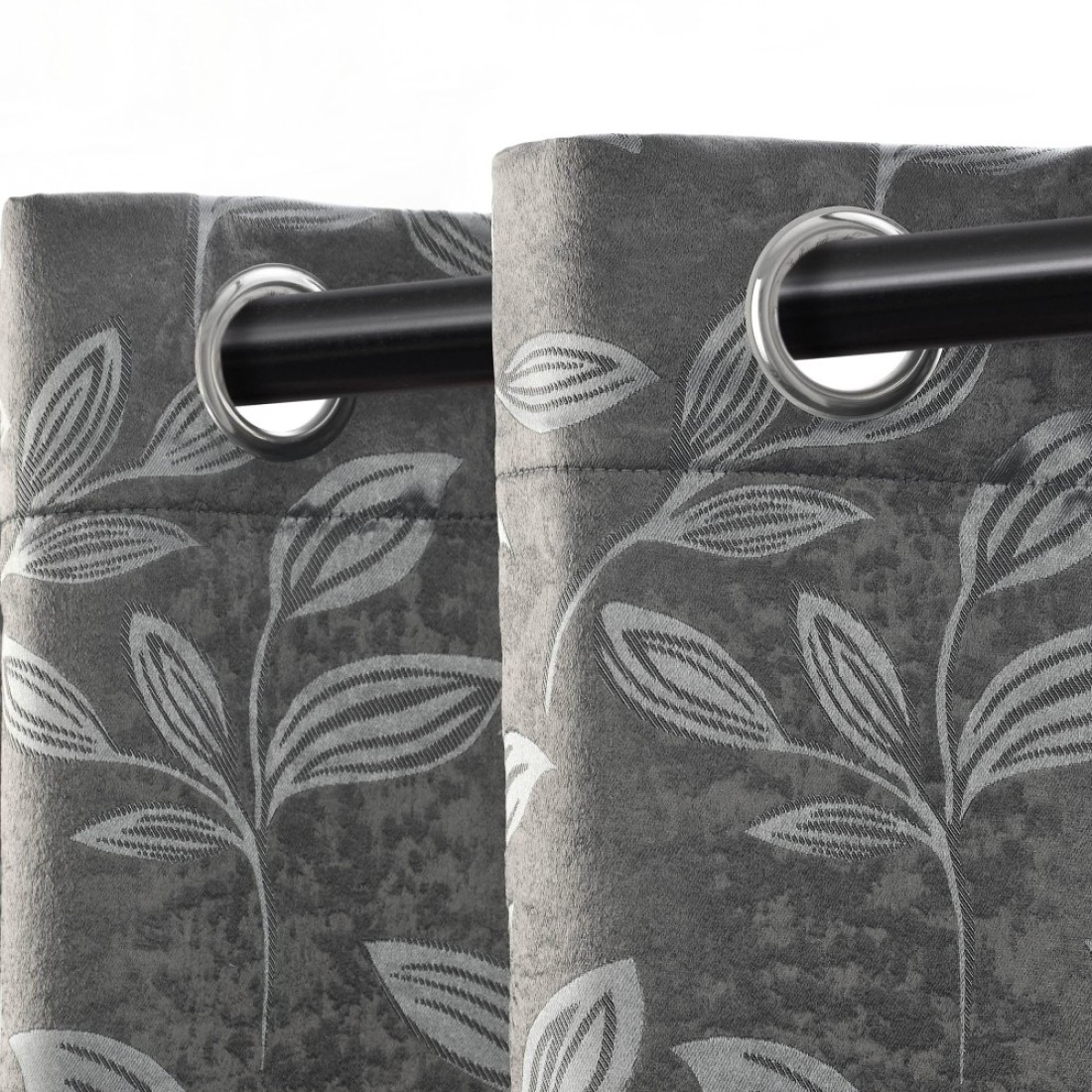 SUPERIORSUPERIOR Leaves Blackout Curtain Set of 2 Thermal Insulated Panel Pair with Grommet Top Header Beautiful Leaf Jacquard Room Darkening Drapes Available in 4 Lengths Nickel Black 52x96 Each