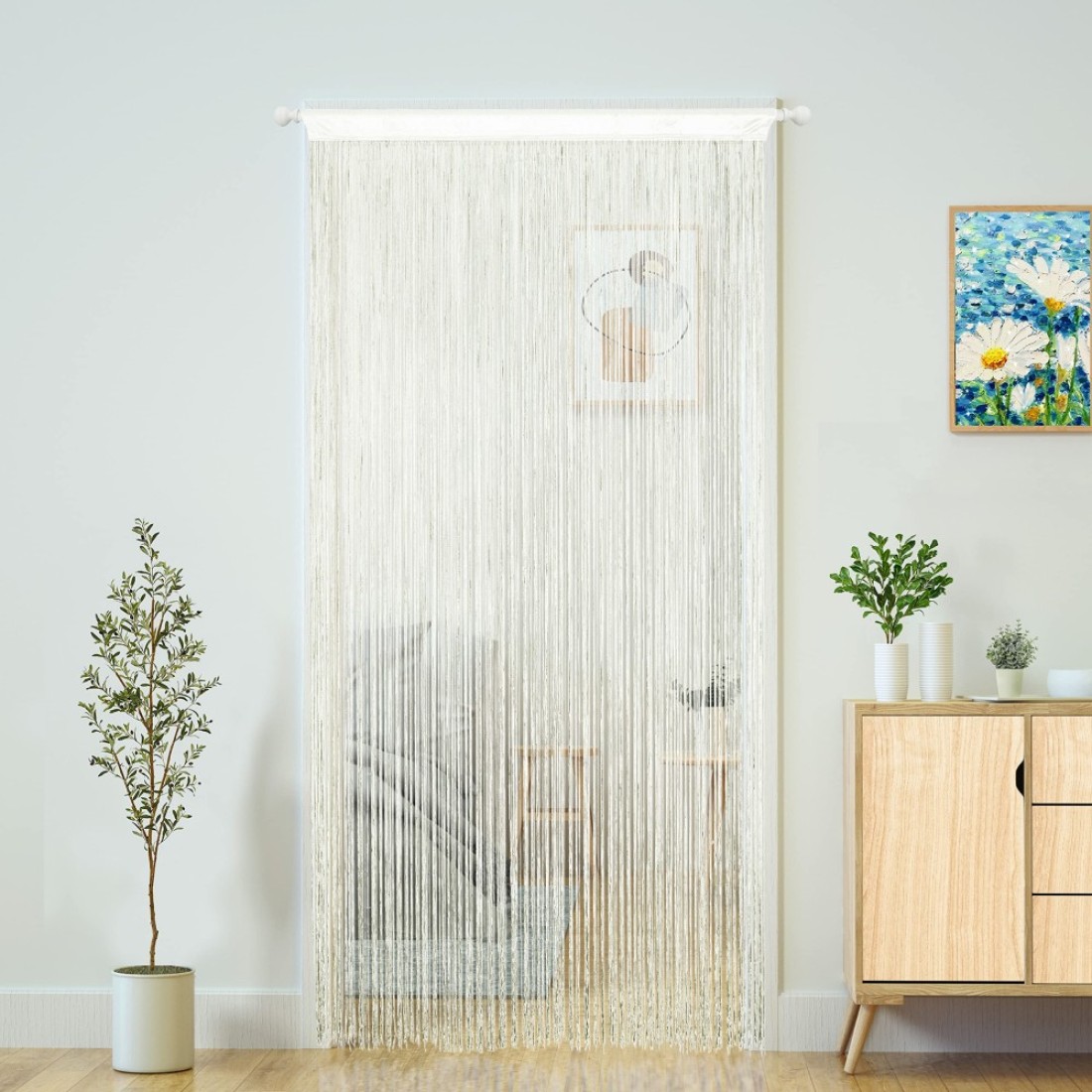 YaoYue Doorway String Curtain Door CurtainsBoho Hippie Hanging Patio Tassels Screen Living Room Decor Bedroom Wall Window Closet Kitchen Fringe Divider Panel Tapestry 3979in100200cm Beige