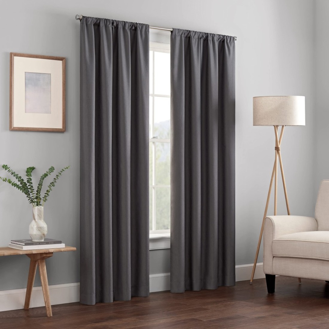 ECLIPSE Kendall Modern Blackout Thermal Rod Pocket Window Curtain for Bedroom or Living Room 1 Panel 42 X 54 Charcoal