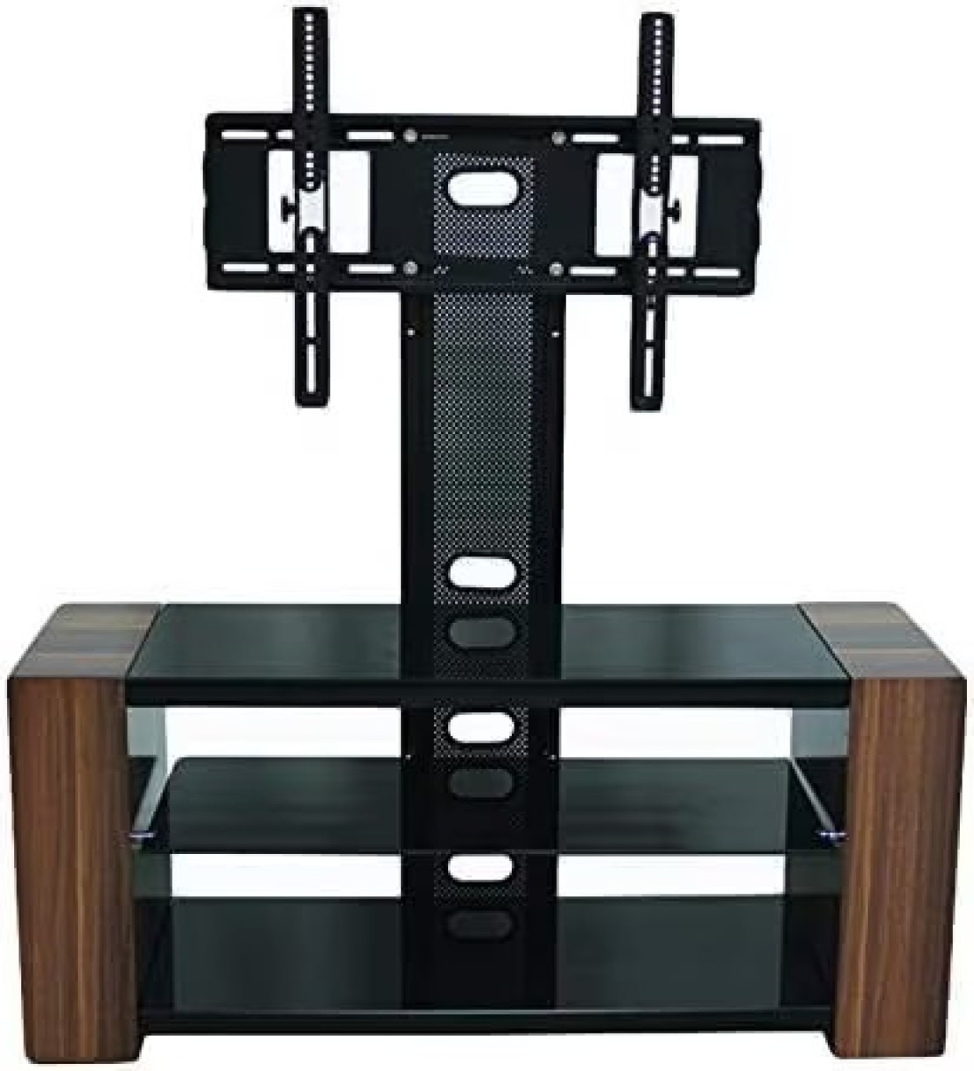 Karnak Modern Glass Wooden TV Table Multifunctional TV Desk Stand With Storage Shelves Drawers For Office, Home, Entrainment Living Room Gaming Media Room Kt39