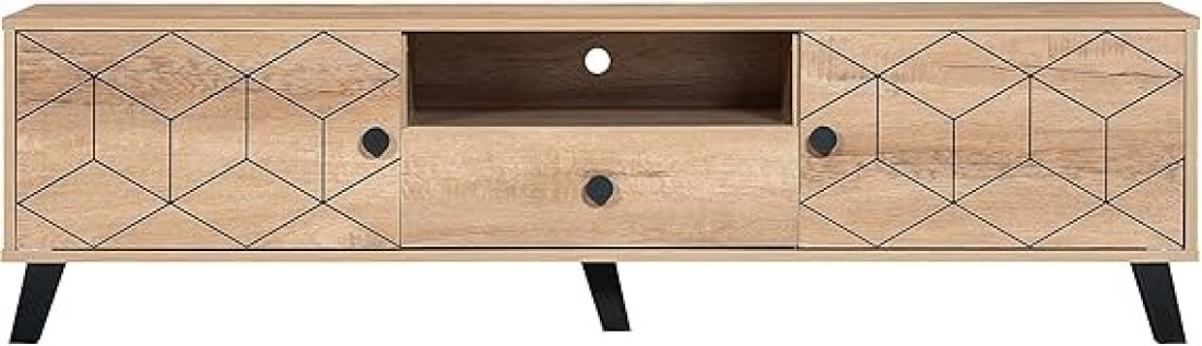 Galaxy Design Modern Multifunctional TV Table Stand GDF-TV113-150CM Storage Unit with 1 Drawers and Tow Doors Storage Shelves