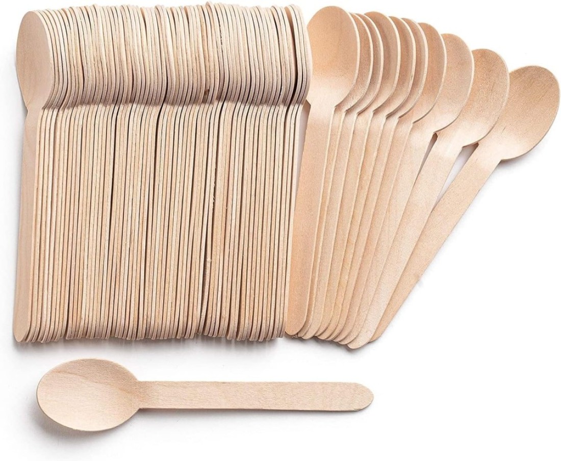 Lavish 50 Pcs Eco-Friendly Everyday Use Bamboo Disposable Wooden Spoons Set