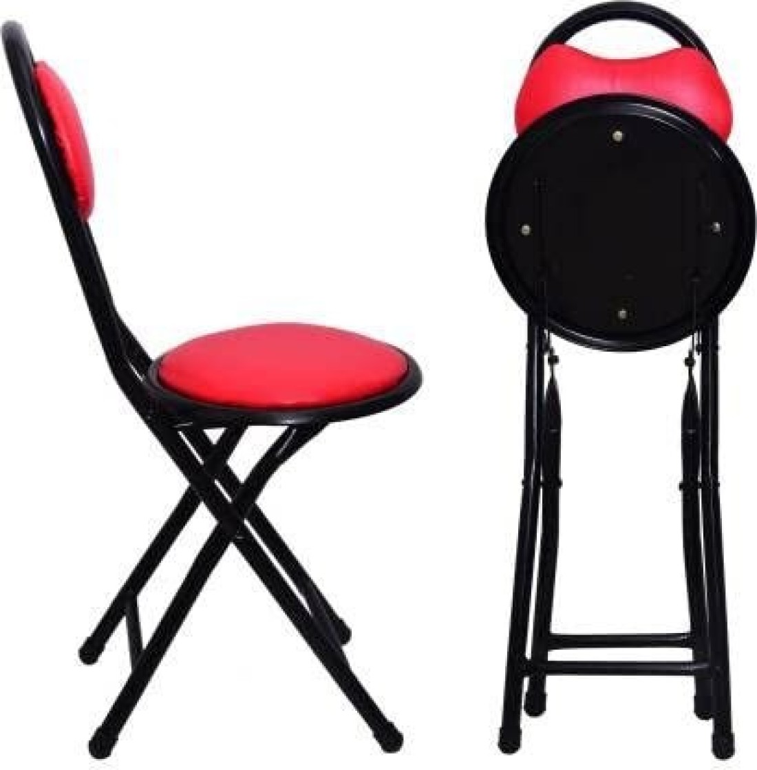 Padded Folding Stool Office Chair with Backrest &ndash; Folding High Chair for Kitchen, Dining, Bar, and Office Use &ndash; Comfortable Seat for Home and Work
