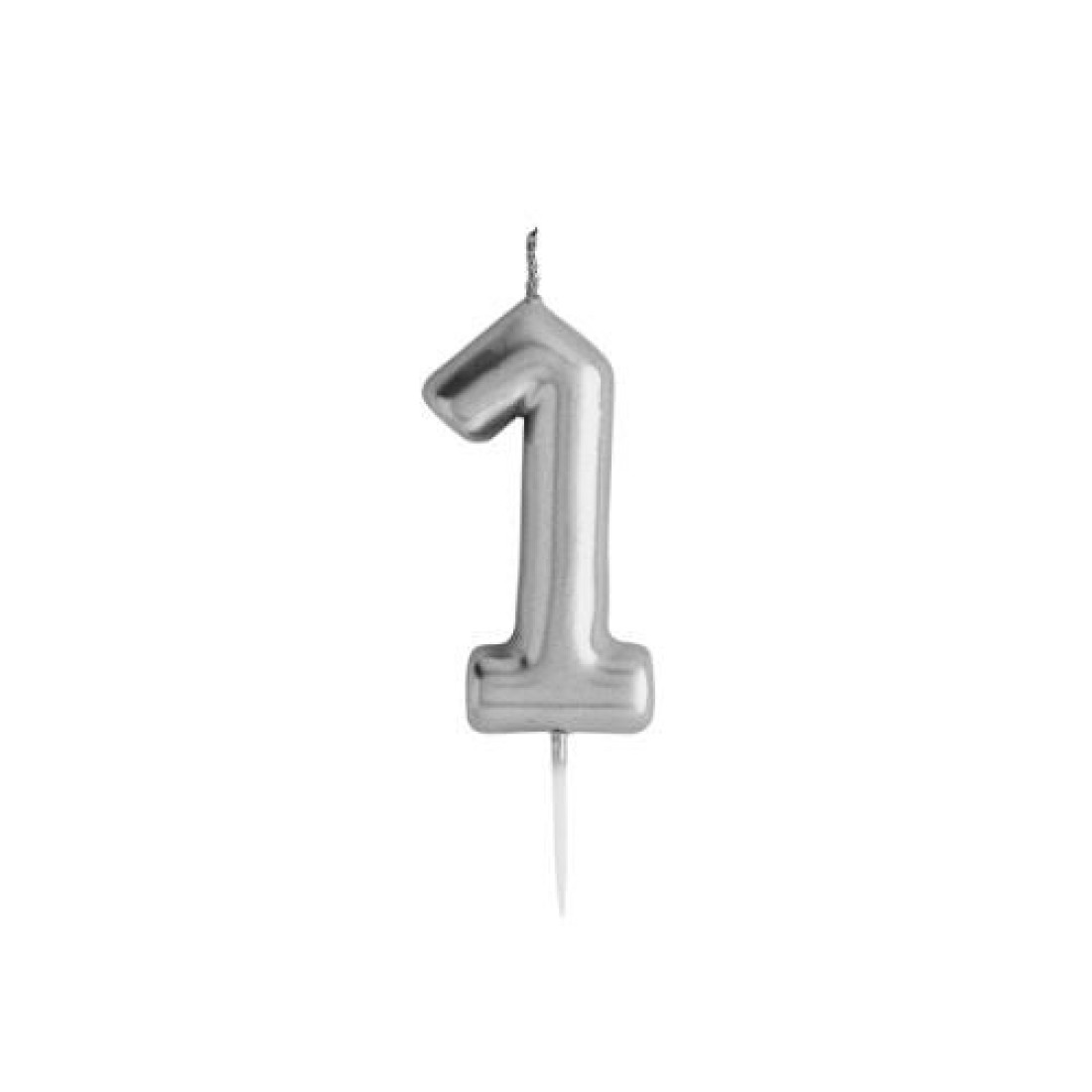 Silver Number &#39;1&#39; Candle