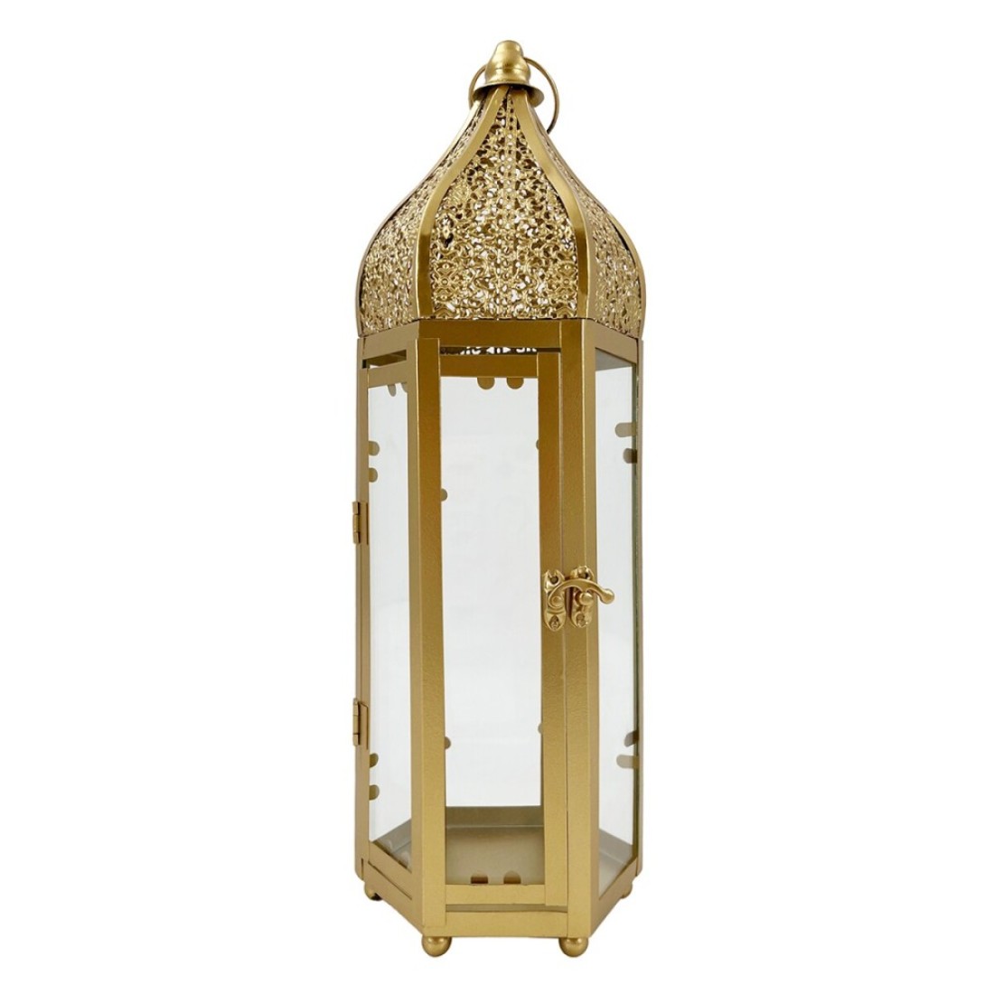Eid Lantern Candle Holder Gold 12x12x39cm