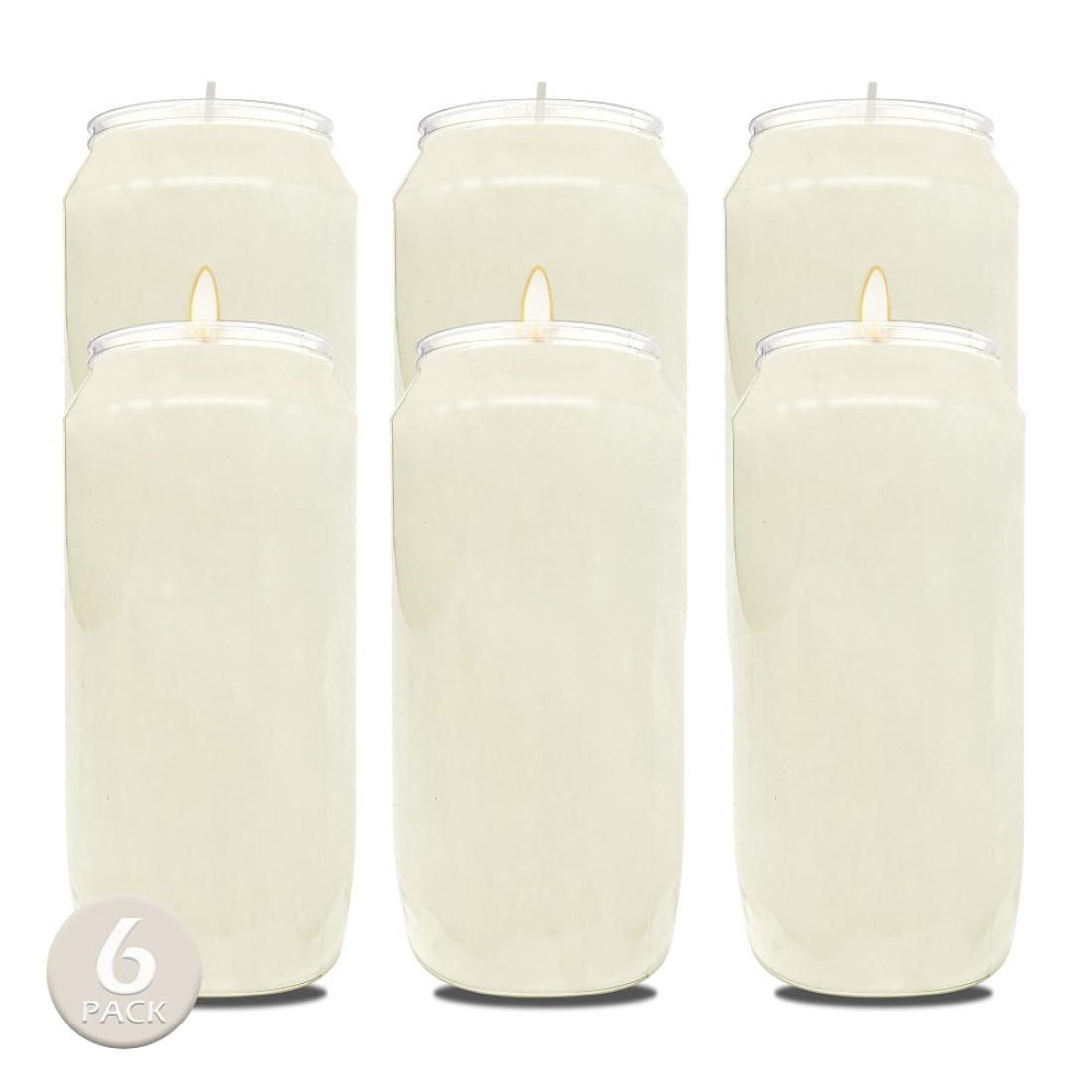 Hyoola 7 Day White Prayer Candles 6 Pack 6 Tall Pillar Candles for Religious Memorial Party Decor Vigil and Emergency Use Vegetable Oil Wax in Plastic Jar Container
